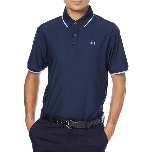 Under Armour Mens Heatgear Playoff Pique Golf Polo Shirt Blue Short Sleeve L $65 - Picture 1 of 12